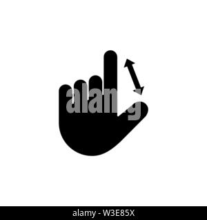 Enlarge Gesture, Hand Zoom. Flat Vector Icon illustration. Simple black symbol on white background. Enlarge Gesture, Hand Zoom sign design template fo Stock Vector