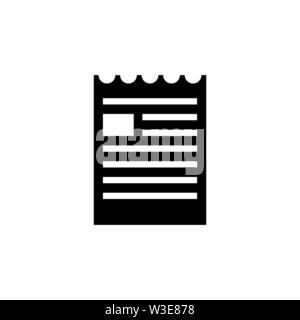 Document File, Torn Brochure. Flat Vector Icon illustration. Simple black symbol on white background. Document File, Torn Brochure sign design templat Stock Vector