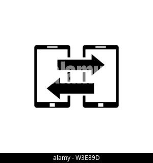 Contactless Payment Mobile Phones, Transferring Money. Flat Vector Icon illustration. Simple black symbol on white background. Contactless Payment sig Stock Vector