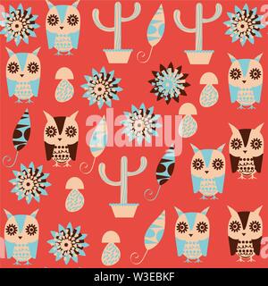 Colorful vector owls seamless pattern. it is located in swatch menu. Creative colorful   backdrop  for design print and surface production. Abstract Stock Vector