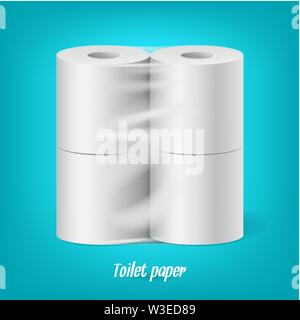 Realistic packaged toilet paper rolls isolated vector Stock Vector