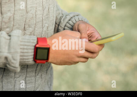 Attentive man being focused on communicating through messages Stock Photo