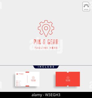 pin gear logo vector navigator simple icon symbol sign illustration isolated Stock Vector