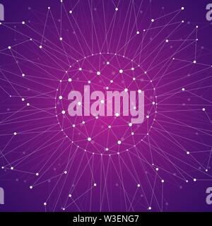 Geometric pattern with connected lines and dots. Stock Vector