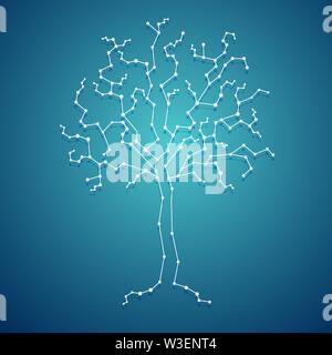 White science tree made of connected lines and dots Stock Vector