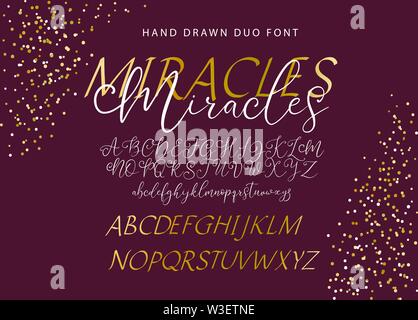 hand drawn alphabet, letters and numbers, vector illustration Stock ...
