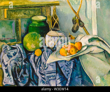 Paul Cézanne, Still Life with a Ginger Jar and Eggplants, painting, 1893-1894 Stock Photo