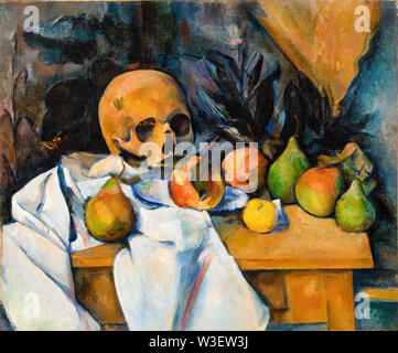Paul Cézanne, Still life with Skull, still life painting, 1895-1900
