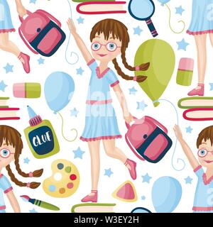 Seamless vector school pattern. Stock Vector