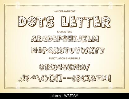 Hand drawn vector alphabet with letters, numbers, symbols. Stock Vector