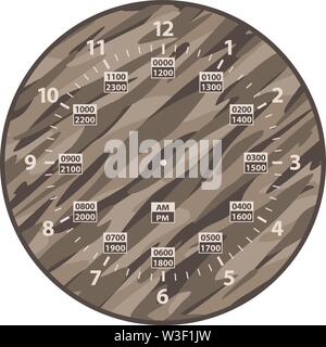 24 Hour Military Time And Standard Time Combo Clock Black Template Isolated Vector Illustration Stock Vector Image Art Alamy