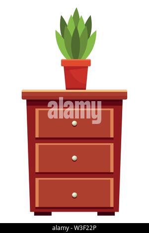 Wooden drawer with plant pot Stock Vector Image & Art - Alamy