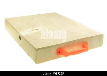 Tamarind wood butcher block countertop on white background Stock Photo