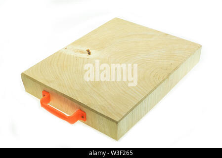 Tamarind wood butcher block countertop on white background Stock Photo