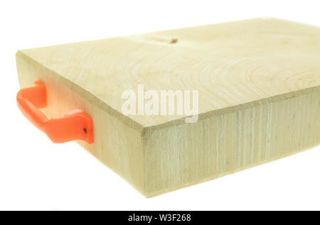 Tamarind wood butcher block countertop on white background Stock Photo