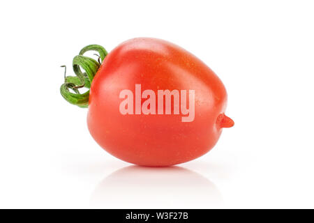 One whole fresh red tomato cherry isolated on white background Stock Photo