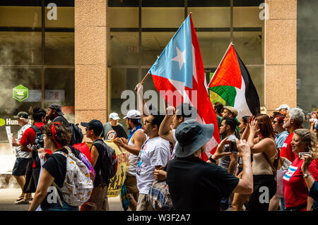 Downtown, Chicago-July 13, 2019: Protest against Immigration ICE and Border Patrol. Stock Photo