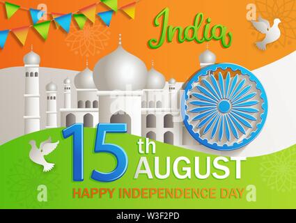 Banner for celebrate Independence Day of India. Stock Vector