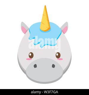 cute little unicorn baby head character Stock Vector