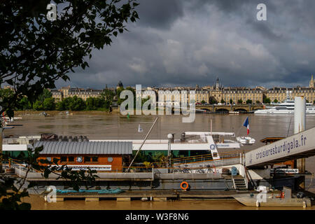 Garonne River and historical center of Bordeaux, Gironde. Aquitaine region. France Europe Stock Photo