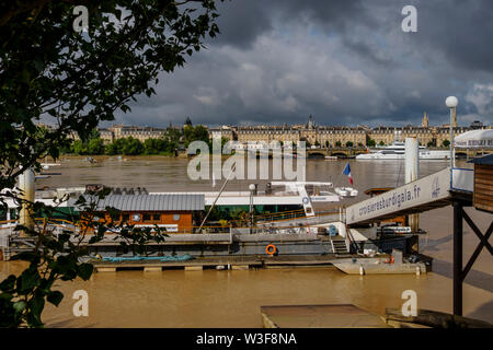 Garonne River and historical center of Bordeaux, Gironde. Aquitaine region. France Europe Stock Photo