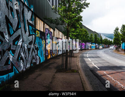 the wall o Belfast, full of murals and colours. Stock Photo