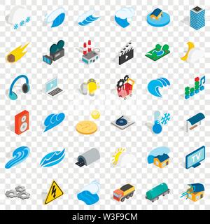 Energy icons set, isometric style Stock Vector