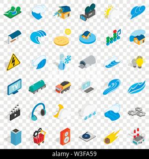 Power icons set, isometric style Stock Vector