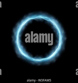 Neon round frame with smoke Stock Vector