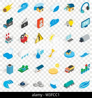 Intensity icons set, isometric style Stock Vector