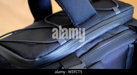 Black backpack waterproof zipper Stock Photo
