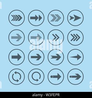 Arrow icon set. Vector illustration, flat design. Stock Vector