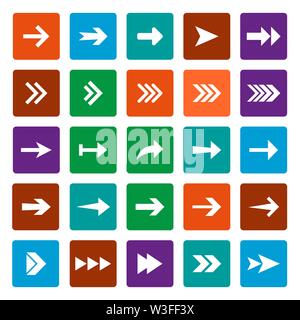 Arrow icon set. Vector illustration, flat design. Stock Vector