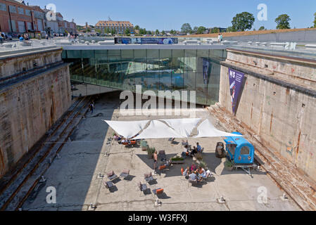 The underground Danish Maritime Museum, M/S Museet for Søfart, built around an old dry dock. Elsinore / Helsingør Denmark. Architect Bjarke Ingels BIG Stock Photo