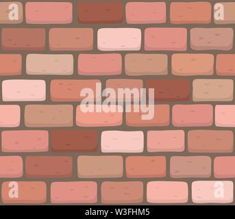 Red brick wall seamless Vector illustration background - texture pattern for continuous replicate. Stock Vector