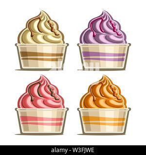 Vector set of Ice Cream in paper cups Stock Vector