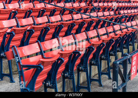 Loge section seating for the baseball fans to watch the game in the stadium. Stock Photo