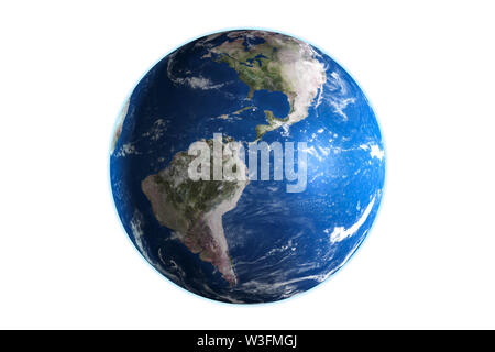 3D render of planet earth isolated on white background. Stock Photo