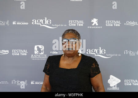 Cap of Agde, France. 21th June, 2019. Firmine Richard, actress attends The Herault of Cinema and Television in Cap of Agde,in France. Stock Photo