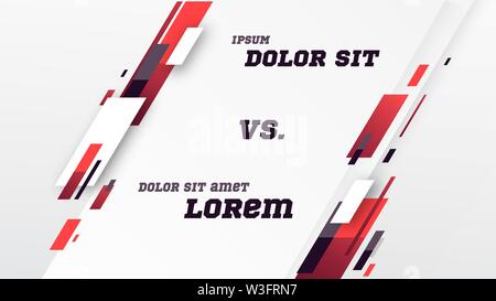 Versus screen design. Battle. sport headline template. Fllat modern design. Vector illustration image Stock Vector
