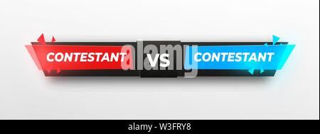 Set versus Logo, sreen design. VS Vector Letters Illustration. Red, yellow and blue in black background. Competition Icon. Fight Symbol.tringle Stock Vector