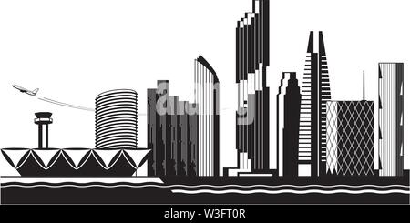 Bangkok cityscape by day - vector illustration Stock Vector
