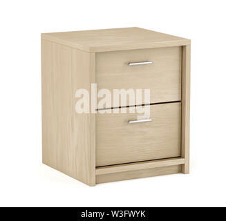 Wooden nightstand with two drawers on white background Stock Photo