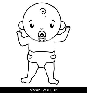 baby boy with pacifier on white background baby shower Stock Vector