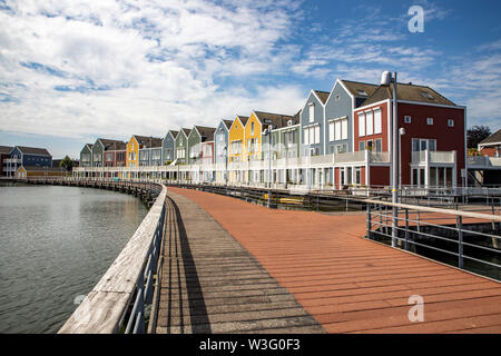 Small town Houten near Utrecht, The Netherlands, bicycles have priority in the 50,000 inhabitants city, generous cycle paths, many leisure areas, wate Stock Photo