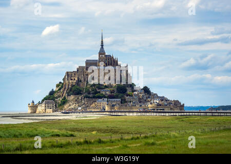 Mont St Michel exterior building cityscape, Normandy, France Stock Photo