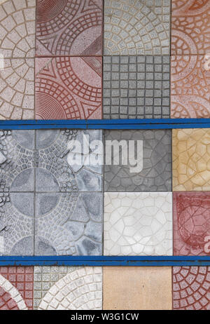 Colorful decorative stone tiles background on wall Stock Photo