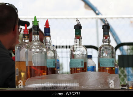 Littleton, Colorado - July 13, 2019: Whisky seminar and testing on Colorado Irish Festival Stock Photo