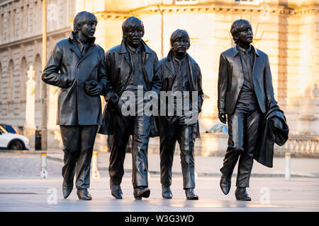 The Beatles Statue in Liverpool (UK), created by sculptor Andrew Edwards and donated to the City of Liverpool in 2008 by the Cavern Club Stock Photo