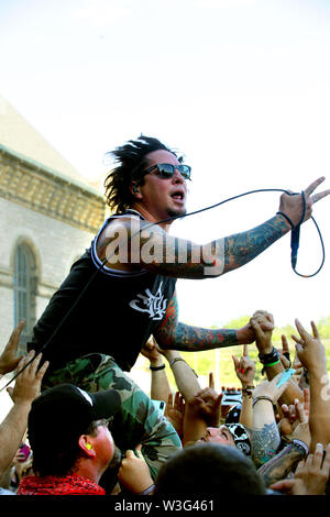 Sonny Sandoval lead singer for the band P.O.D. performs on stage during ...